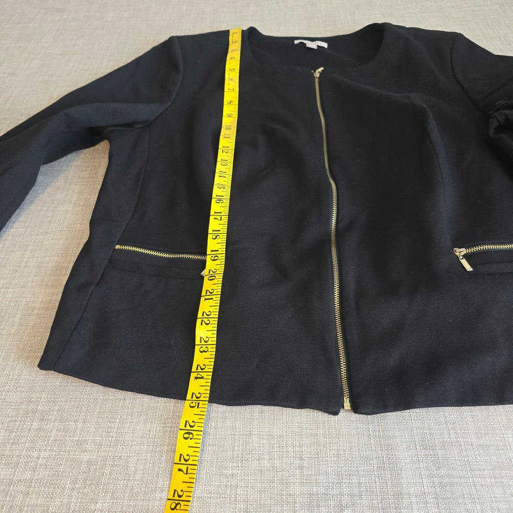 Roz & Ali Womens 2X Black Zip Front Collarless Jacket Gold Hardware NWT - Picture 7 of 7